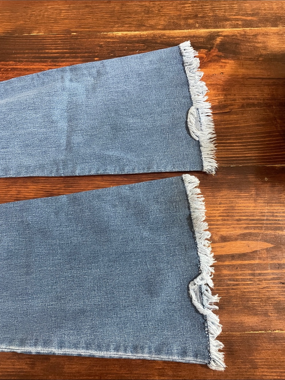 YMI Light Blue High-Rise Flare Jeans with Frayed Hem - Picture 11 of 12